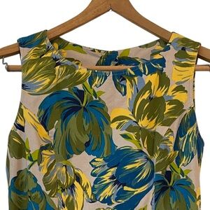 Rodier vintage dress France cotton floral lined midi designer size 46 or US 10